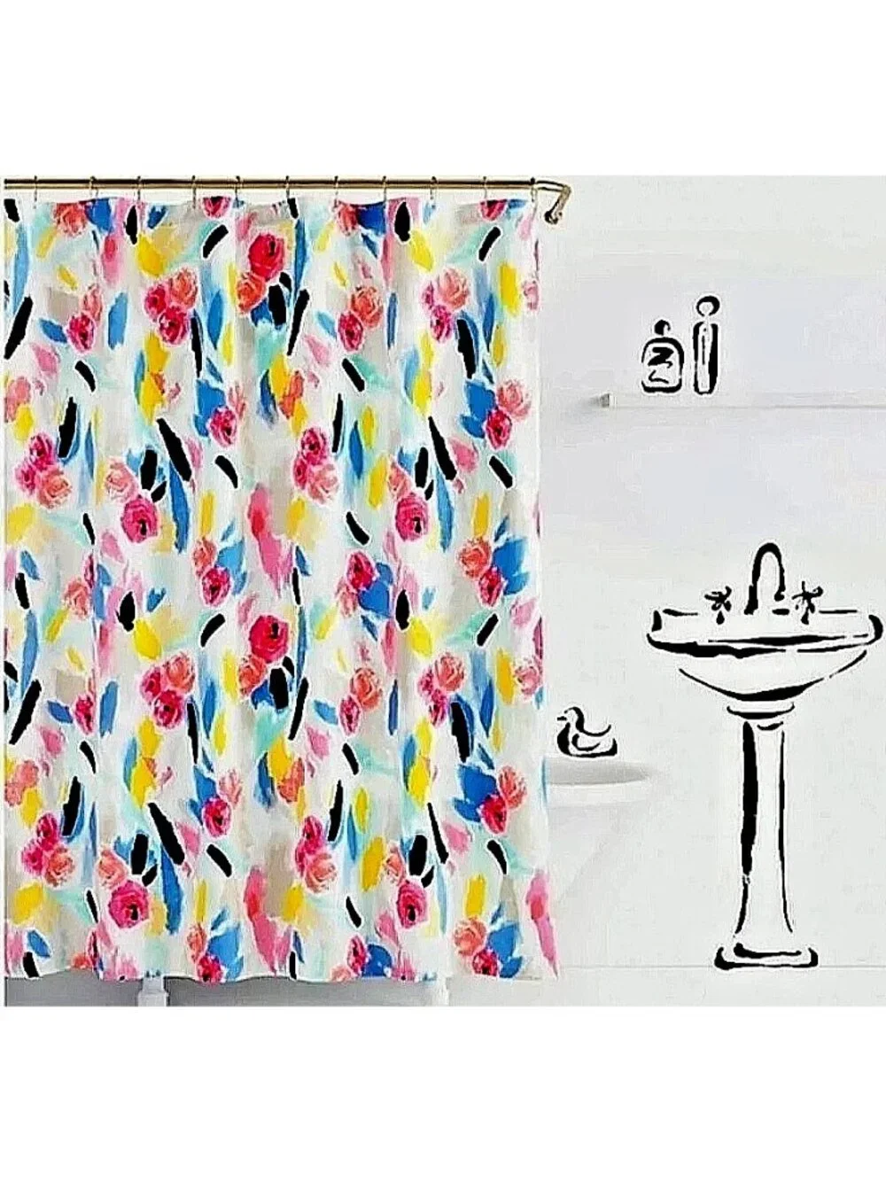 KATE SPADE Shower Curtain PAINTBALL Colorful Floral Artsy 67